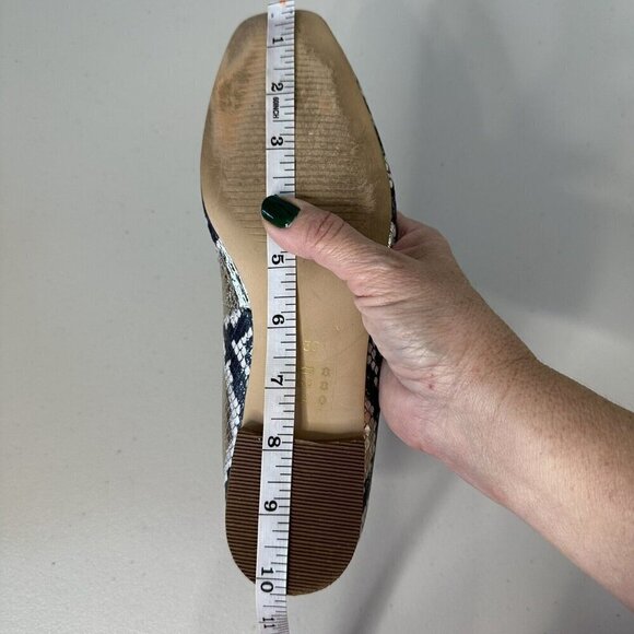 Boden Flats Olive Ballerinas Shoes Sz 38 Metallic Snake print Square toe - Picture 5 of 14